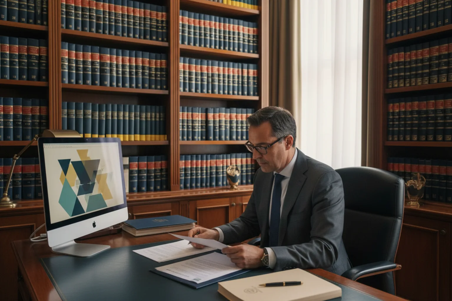 Mejor consultoría de IA para el sector legal en España: despacho de abogados revisando contratos con asistencia de inteligencia artificial